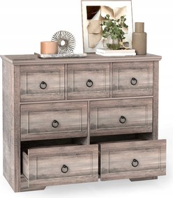 7 fiókos Mdf komód, szürke, hálószobába vagy nappaliba