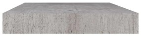 4 db betonszürke MDF lebegő fali polc 40 x 23 x 3,8 cm