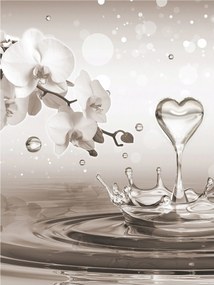 Fotótapéta Orchidea cseppek szív fehér relaxáció elegancia 206x275 +ragasztó