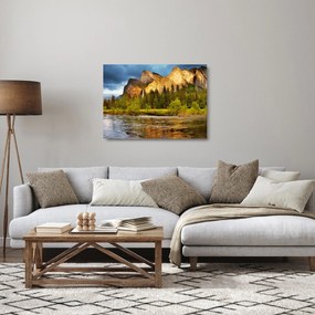 Kép - Sziklák a tónál (üvegen) (70x50 cm)