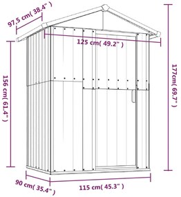 zöld horganyzott acél kerti fészer 126x97,5x177 cm