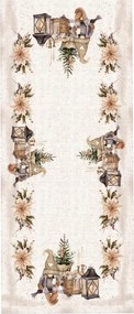Karácsonyi terítő manók bézs 40x140