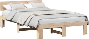 vidaXL Ágykeret fejtámlával Természetes 120 x 200 cm Tömör fenyőfa
