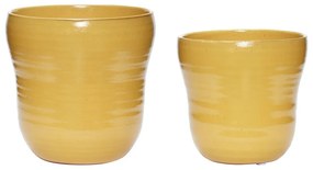 Tina 2 db-os sárga kerámia virágcserép szett - Hübsch