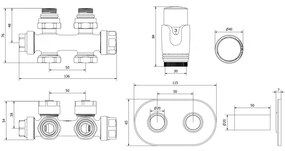 Mexen G00 Duplex termosztatikus készlet kerek kupakkal, DN50 szögletes/egyenes csatlakozással, arany fényes, W908-900-905-50