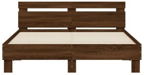 barna tölgyszínű szerelt fa ágykeret fejtámlával 150 x 200 cm