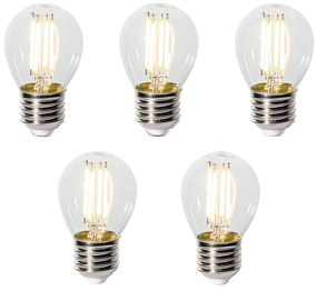 5 db E27 3-staps dimbaar LED lamp P45 helder glas 5W 470 lm 2700K