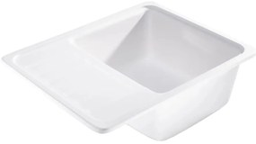 Mosogató Minőségi Zafír, gránit konyhai mosogató 565x460x210 mm + fekete szifon, 1 kamrás, fehér, SKQ-SAP.W.1KKO.XB