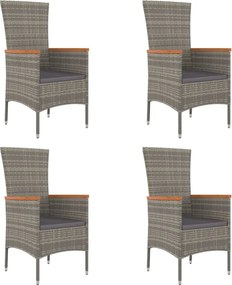 vidaXL 4 db szürke polyrattan kerti szék párnával