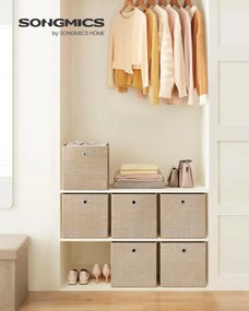 Hordozható tárolódobozok, 6 darabos szett, hajtogatható, homokbézs színben