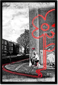 Poszter keretben 40x60 Banksy Piros virág