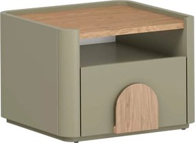 Amilio éjjeliszekrény 50 cm - eukaliptusz / baltic dune tölgy / natúr tölgy fogantyúk