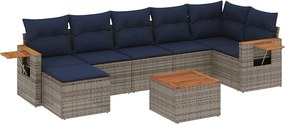 vidaXL 8 részes szürke polyrattan kerti ülőgarnitúra párnával