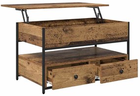 vidaXL Dohányzóasztal fiókkal Öreg fa 85 x 50 x 50 cm Faanyag