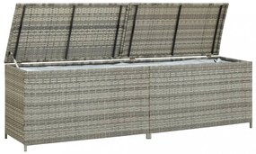 szürke polyrattan kerti tárolóláda 200 x 50 x 60 cm