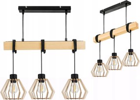 Lámpa fa függeszték mennyezeti Csillár Túlnyúlás Loft Fa 3x E27