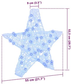 3D Csillag 50 LED-del Kék 55 x 53.5 x 10 cm Akril