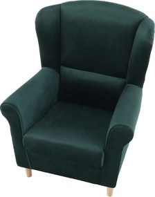 Füles fotel, szövet smaragd, CHARLOT
