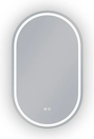 Erga Lyra, ovális LED tükör 60x100cm, 3 színű fény, első és hátsó világítás, páramentes fűtőbetét, ERG-V01-Lyra-6010-CL