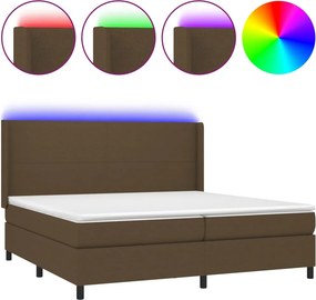 vidaXL barna szövet rugós és LED-es ágy matraccal 200x200 cm
