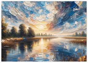 Üveg kép - Napfestmény a víz felett (70x50 cm)