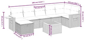 8 részes bézs polyrattan kerti ülőgarnitúra párnával