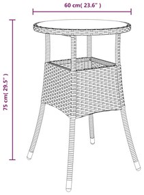 bézs polyrattan és edzett üveg kerti asztal Ø60 x 75 cm