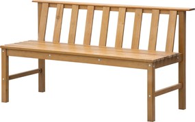 Outsunny 3-Fős Kerti Padsorfa Kültéri Pad Lamellás Háttámlával Teraszra, Erkélyre, Teraszra - Teherbírás 360 kg 144x60x77 cm Természetes | Aosom