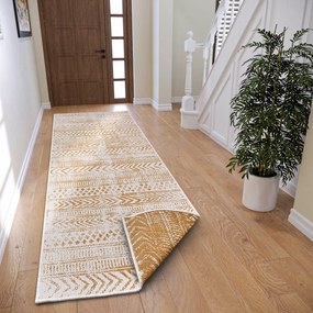 Okkersárga-fehér kültéri szőnyeg 80x350 cm Biri – NORTHRUGS