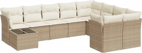 vidaXL 10 részes bézs polyrattan kerti ülőgarnitúra párnával