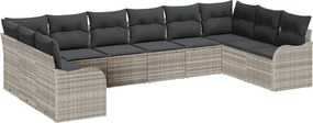 vidaXL Kerti Kanapé Szett 10 pcs Világosszürke polirattan