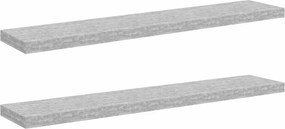 vidaXL 2 db betonszürke MDF lebegő fali polc 120 x 23,5 x 3,8 cm