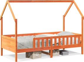 vidaXL viaszbarna tömör fenyőfa házikó gyerekágykeret 90 x 190 cm