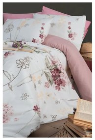 Fehér-rózsaszín egyszemélyes hosszabbított ágyneműhuzat lepedővel, háromrészes 160x220 cm Floral – Mila Home