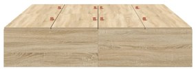 Ágy Tárolóval Sonoma tölgy Épített fa 140 x 200 cm Masszív