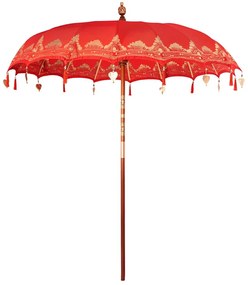 Balinéz Napernyő Piros 210-220 cm Pamut, tömör fa