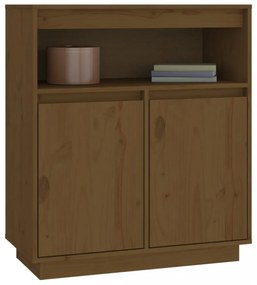 mézbarna tömör fenyőfa tálalószekrény 70 x 34 x 80 cm