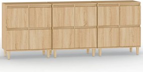 vidaXL 3 db sonoma tölgy színű szerelt fa tálalóasztal 60 x 35 x 70 cm