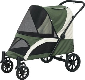 PawHut Hosszú Kutyakocsi Összecsukható Kisállat Kocsi NAGY Kutyák és Macskák Részére, MAX 30 kg, Kutyakocsi Párnával, Hálós Ablakokkal, Ajtókkal, Tásk