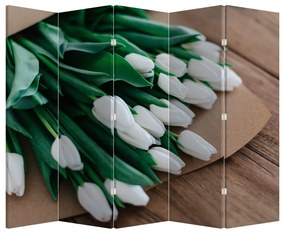 Paraván - Csokor fehér tulipán (210x170 cm)