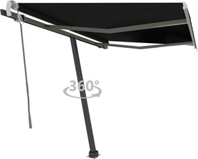 vidaXL antracitszürke kézzel kihúzható póznás napellenző 350 x 250 cm