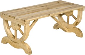 Outsunny Kerti Pad Fa Időjárásálló Pad Rusztikus Kültéri Bútor Természetes 98 x 50 x 39,5 cm | Aosom