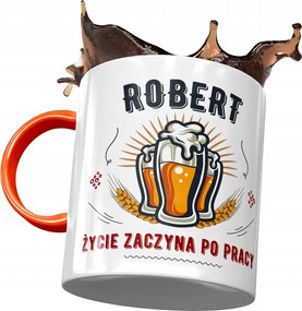 Narancssárga bögre Robert Kollégának Ajándék Nyomtatott Fotóval