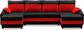 Sparta sarokkanapé, 1 ágyneműtartóval, szövet anyag, univerzális oldal, bonell töltet, fekete - piros