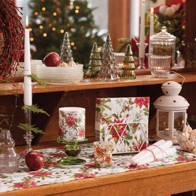 Mikulásvirágos karácsonyi átvilágítós gyertya Christmas florals kicsi