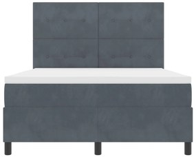 Boxspring Ágy Matraccal Sötétszürke 140x200 cm Bársony
