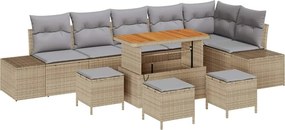 vidaXL Kerti Kanapé Szett párnával tárolóval 10 pcs Bézs Poli rattan