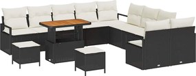 vidaXL Kerti Kanapé Szett párnával tárolóval 13 pcs Fekete és Krém