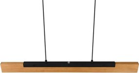 Matt fekete LED függőlámpa fa búrával Kerala – Trio