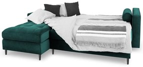 Santo olajzöld kinyitható bársony sarokkanapé, bal oldali - Milo Casa